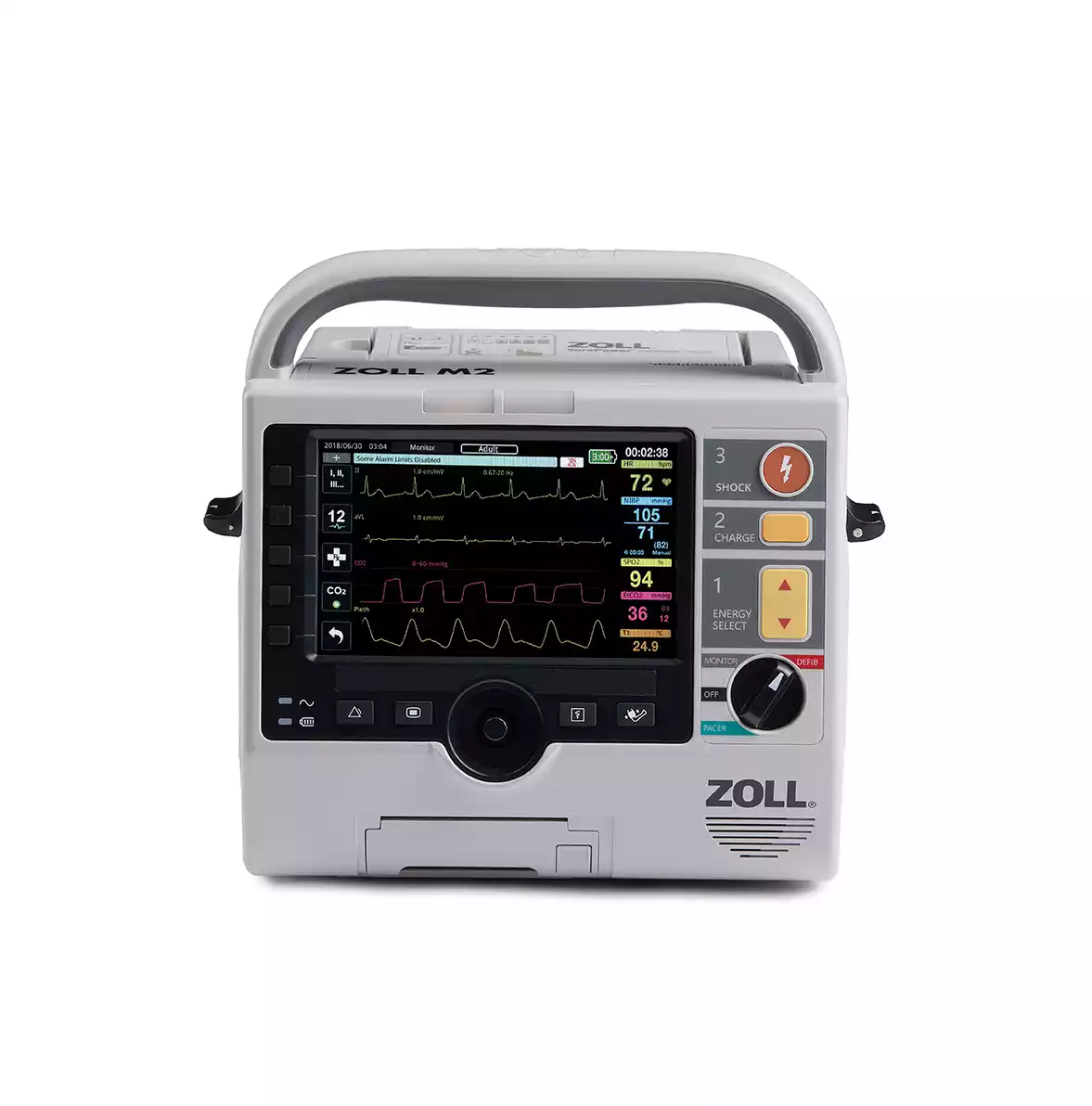 Monitor Desfibrilador ZOLL M2 con monitoreo multiparámetro para ambulancias, hospitales y servicios de emergencia